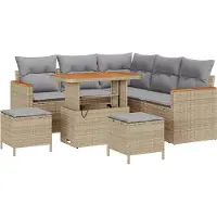 vidaXL Gartensofa-set 8 stk. 5-Sitzanzahl Beige Poly Rattan