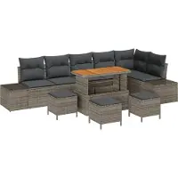 vidaXL Gartensofa-set 10 stk. 9-Sitzanzahl Grau Poly Rattan