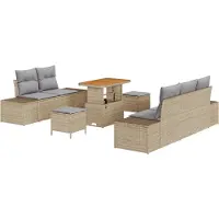 vidaXL Gartensofa-set 8 stk. 7-Sitzanzahl Beige Poly Rattan