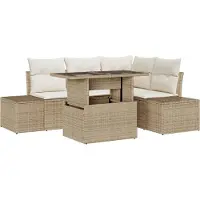 vidaXL Gartensofa-set 5 stk. Beige Poly-Rattan