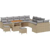 vidaXL Garten-Sofa-Set mit Kissen 13 pcs Beige und Hellgrau