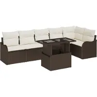 vidaXL Gartensofa-set 7 stk. Braun Poly Rattan