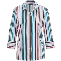 Goldner Hemdbluse "Blusenshirt mit Streifenmuster" Knopfleiste