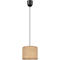 Licht-Erlebnisse Pendelleuchte Rattan Metall E27 B: 20 cm H: max. 85 cm Schwarz Braun rund Modern Hängeleuchte