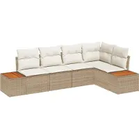vidaXL Garten-Sofa-Set 5 stk. 5-Sitzanzahl Beige und Creme Poly Rattan