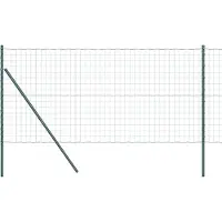 vidaXL Bodenmontierter Euro-Zaun 25 x 1 m PVC-beschichteter Stahl Grün