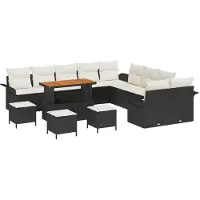 vidaXL Gartensofa-set mit Kissen 13 pcs Schwarz Poly-Rattan