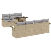 vidaXL Gartensofa-set 8 Stk. Beige [Synthetisch]: Poly Rattan