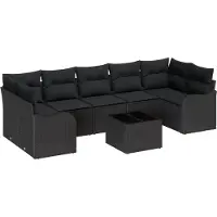 vidaXL Gartensofa-set 8 stk. 7-Sitzanzahl Schwarz