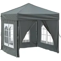 The Living Store Partyzelt Faltbar mit Seitenwänden Anthrazit 2x2 m