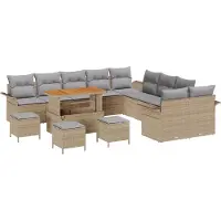 vidaXL Garten-Sofa-Set 14 stk. 13-Sitzanzahl Beige und Hellgrau