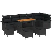 vidaXL Gartensofa-set 10 stk. Schwarz Poly-Rattan