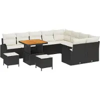 vidaXL Garten-Sofa-Set 12 stk. 11-Sitzanzahl Schwarz und Creme