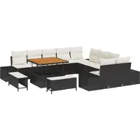 vidaXL Gartensofa-set 13 stk. 12-Sitzanzahl Schwarz Poly Rattan