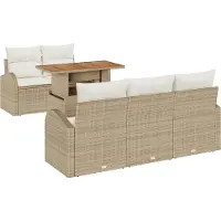 vidaXL Garten-Sofa-Set 6 stk. Beige Poly Rattan