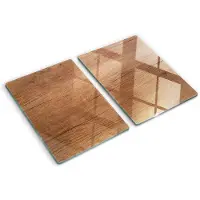 Tulup Herdabdeckplatte SET aus 2 Stück 40x52 cm Glas-Servierbrett Küchenutensilien Schutzplatte Spritzschutz Holz