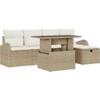 vidaXL Gartensofa-set 6 stk. Beige Poly-Rattan