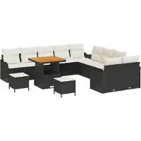 vidaXL Garten-Sofa-Set 13 Stk. 12-Sitzanzahl Schwarz