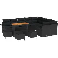 vidaXL Gartensofa-set 12 stk. Schwarz Poly-Rattan