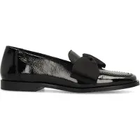 Manfield Schwarze Lackleder-Loafer mit Schleife | Größe 39