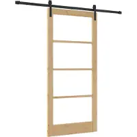 vidaXL Schiebetür ORKDAL Natürlich und Schwarz 93 x 202 cm