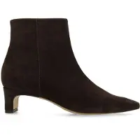 Manfield Dunkelbraune Veloursleder-Stiefeletten mit Absatz | Größe 39