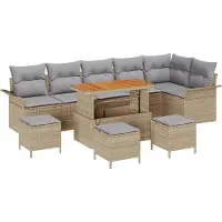 vidaXL Gartensofa-set 10 stk. Beige Poly-Rattan
