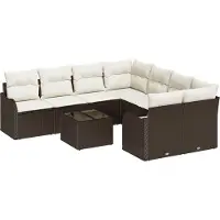 vidaXL Gartensofa-set 9 stk. 8-Sitzanzahl Braun und Creme