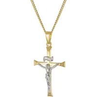 Trendor 28577 Kruzifix-Anhänger Gold 333/8K An Vergoldeter Silberkette