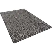 Snapstyle In- und Outdoor Teppich Beidseitig Newport Boho Schwarz Weiss, Größe:80x160 cm