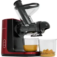Kitchenbrothers Slow Juicer - Entsafter - Obst- und Gemüsepresse - 43mm und 60mm Einfüllöffnung - 400ml - Rot