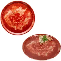 MamboCat 2x Perfetto Pizzateller Rot Ø 31,5 cm 2 Personen Porzellan Pizza Servier-Platte