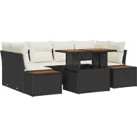 vidaXL Garten-Sofa-Set 7 stk. Schwarz Poly Rattan