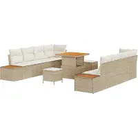 vidaXL Gartensofa-set 11 stk. 10-Sitzanzahl Beige Poly Rattan