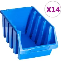The Living Store Stapelboxen 14 Stk. Blau Kunststoff
