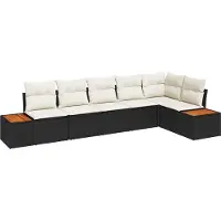 vidaXL Gartensofa-set 6 stk. 6-Sitzanzahl Schwarz und Creme Polyrattan