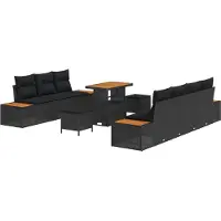 vidaXL Gartensofa-set 10 stk. 9-Sitzanzahl Schwarz Poly Rattan