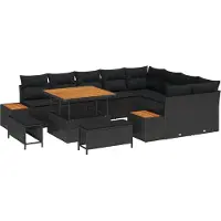 vidaXL Gartensofa-set 12 stk. 11-Sitzanzahl Schwarz Poly Rattan