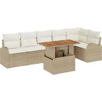 vidaXL Garten-Sofa-Set 7 stk. Beige Poly Rattan