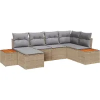 vidaXL Gartensofa-set 7 stk. 6-Sitzanzahl Beige und Hellgrau