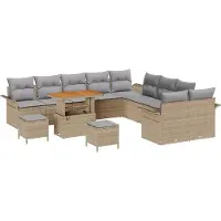 vidaXL Garten-Sofa-Set 13 stk. 12-Sitzanzahl Beige und Hellgrau