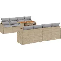 vidaXL Garten-Sofa-Set 9 stk. Beige Poly Rattan