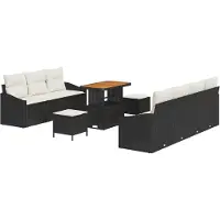 vidaXL Garten-Sofa-Set 10 stk. 9-Sitzanzahl Schwarz und Creme