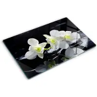 Tulup Herdabdeckplatte 80x52 cm Schneidebrett aus Glas Schutzplatte Küchenutensilien Spritzschutz Abdeckung Orchidee