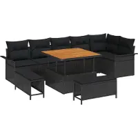 vidaXL Gartensofa-set 9 stk. Schwarz Poly-Rattan