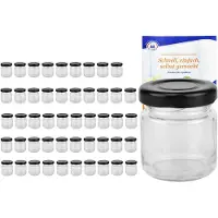 MamboCat 50er Set Mini Sturzgläser 53 ml To 43 schwarzer Deckel Portionsgläser Gläser incl. Rezeptheft