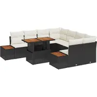 vidaXL Garten-Sofa-Set 9 Stk. Schwarz Poly Rattan