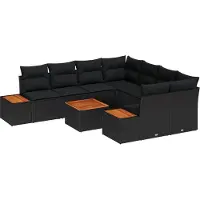 vidaXL Garten-Sofa-Set 9 Stk. Schwarz Poly Rattan
