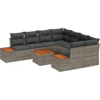vidaXL Garten-Sofa-Set 9 stk. Grau Poly Rattan