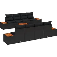vidaXL Gartensofa-set 9 stk. Schwarz Poly Rattan
